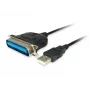 Equip USB į lygiagretę adapterio laidas, juodas, USB A, Centronics 36, 60 g, 1 vnt., 175 mm
