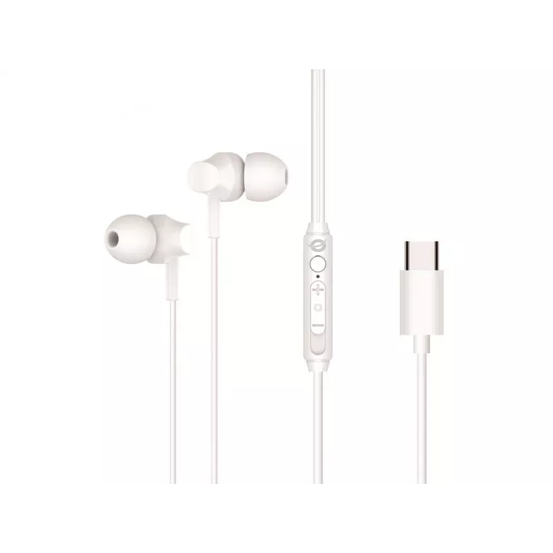 Laidinės į ausis įdedamos ausinės CONCEPTRONIC BRENDAN03W — USB-C, 20–20000 Hz, 1,2 m laidas, balta