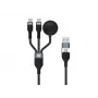 USB A į 2× USB-C 3-in-1 greito įkrovimo duomenų kabelis Conceptronic ETTA08B15 — 1,5 m, USB 2.0, 5 A, Apple Watch įkroviklis, 100 W E‑Mark
