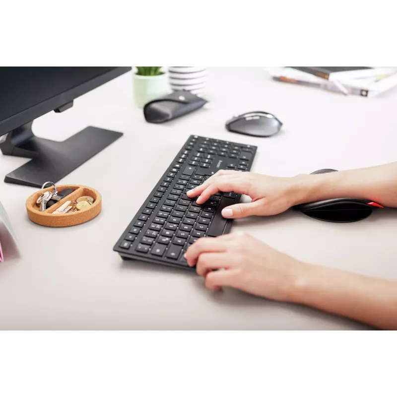 Klaviatūra Cherry KW 9100 plonas belaidė RF + Bluetooth QWERTY UK anglų juoda 108 klavišai 1,2 m laidas