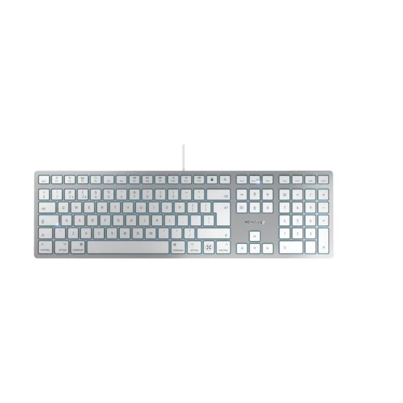 Klaviatūra Cherry CHERRY KC 6000C FOR MAC laidinė USB QWERTY žirkliniai klavišai sidabrinė 1.8 m