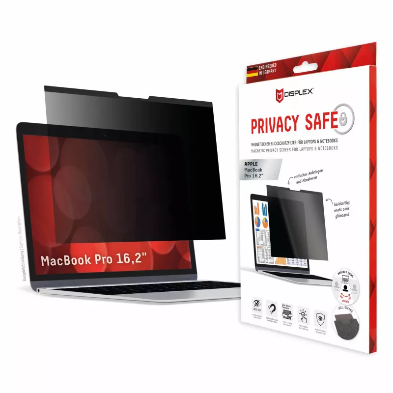 Displex PRIVACY SAFE magnetinis dvipusis privatumo filtras, skirtas MacBook Pro 16,2''