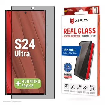 “Displex” privatumo stiklo apsauga (10H) “Samsung Galaxy S24 Ultra”, ekologiškas tvirtinimo rėmelis, privatumo filtras