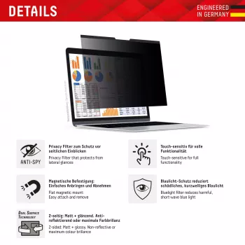 Displex PRIVACY SAFE magnetinis dvipusis privatumo filtras nešiojamajam kompiuteriui 14 inch (16:10)