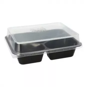Papstar 96554 vienkartinis maisto laikymo indas, juodas, PET, 227x178x45 mm