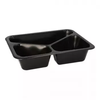 Papstar 96554 vienkartinis maisto laikymo indas, juodas, PET, 227x178x45 mm
