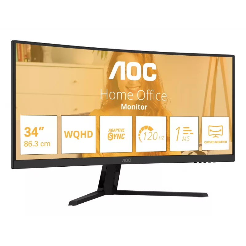 AOC B3 CU34B3E kompiuterio monitorius 86,4 cm (34 colių) 3440 x 1440 pikselių Wide Quad HD LED juodas