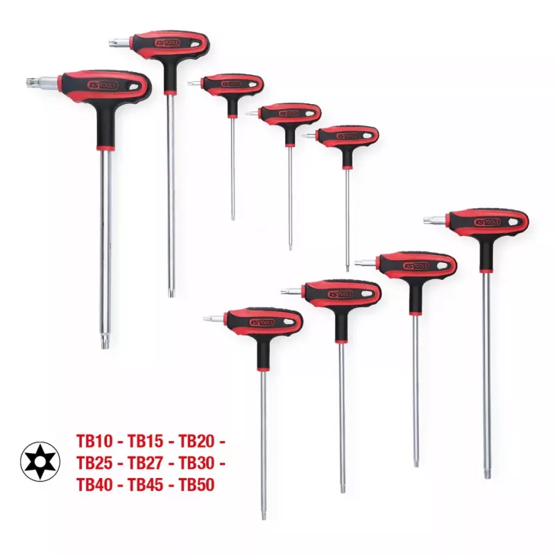 L formos Torx raktų rinkinys KS Tools 151.8160 — 9 dalių, chromo-vanadžio plienas, metalinė apdaila
