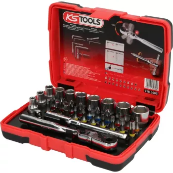 Lizdų rinkinys KS Tools 918.3005 33 galvutės Chromo-vanadžio plienas