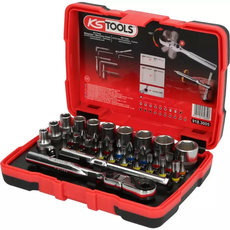 Lizdų rinkinys KS Tools 918.3005 33 galvutės Chromo-vanadžio plienas