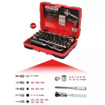 Lizdų rinkinys KS Tools 918.3005 33 galvutės Chromo-vanadžio plienas