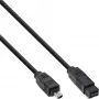 InLine FireWire 400 į 800 1394b laidas 4/9 kontaktų vyriškas 1,8 m juodas