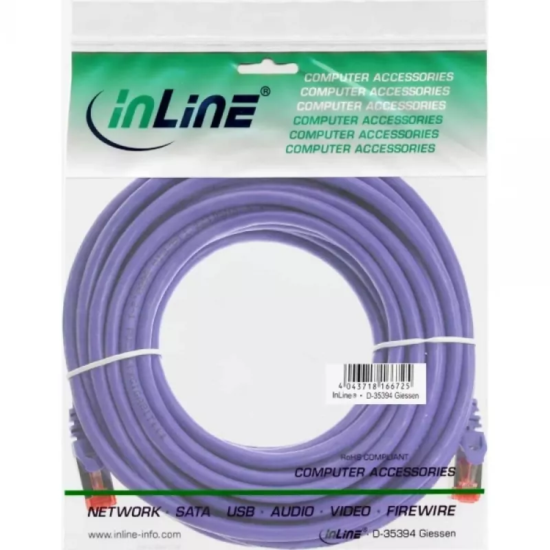 InLine komutacinis kabelis S/FTP PiMF Cat.6 250MHz PVC varis violetinis 7.5m