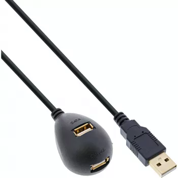 InLine USB 2.0 laidas, tipas A (kištukas) / A (lizdas), su pagrindu, juodas, 2 m
