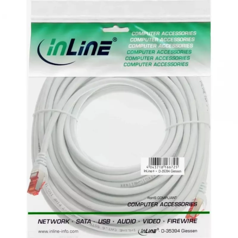 InLine komutacinis kabelis S/FTP PiMF Cat.6 250MHz PVC varis baltas 30m