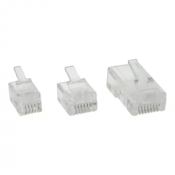 InLine Crimping Plug 6P6C RJ12 for plokščias kabelis, 100 pcs., RJ-12, Transparent, White, Plastic, 88 g, 9.7 mm, 100 vnt.