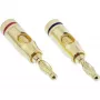 Sraigtinis gnybtas (banano kištuko varžtas) InLine metalinis auksuotas, 1x raudonas + 1x juodas
