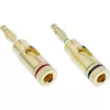 Sraigtinis gnybtas (banano kištuko varžtas) InLine metalinis auksuotas, 1x raudonas + 1x juodas