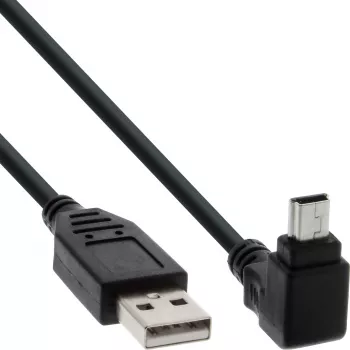 InLine USB A tipo kištukas / Mini 5 kontaktų kištukas, 90° kampu į viršų, juodas, 0,5 m