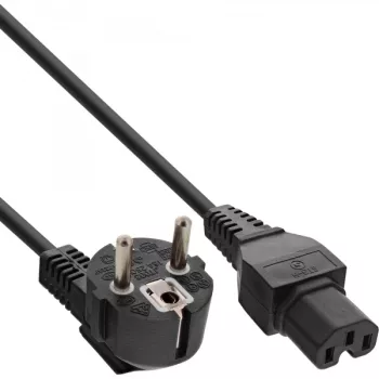 InLine maitinimo laidas, CEE7/7 kampinis į C15 tiesus, 3 x 1mm², juodas, 3m