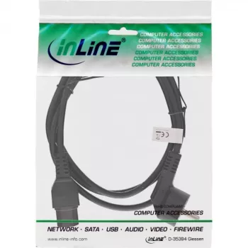 InLine maitinimo laidas, CEE7/7 kampinis į C15 tiesus, 3 x 1mm², juodas, 3m