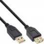 InLine USB 2.0 ilginamasis laidas A tipo kištukas / lizdas, paauksuoti kontaktai, juodas, 10 m