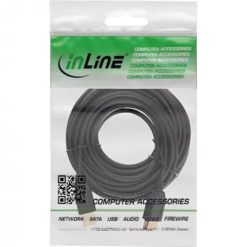 InLine USB 2.0 ilginamasis laidas A tipo kištukas / lizdas, paauksuoti kontaktai, juodas, 10 m