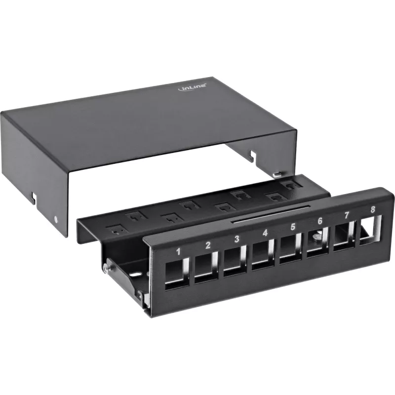 InLine Desktop Consolidation Point Box 8x Keystone RJ45, metal, Juoda RAL9005