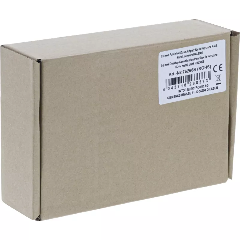 InLine Desktop Consolidation Point Box 8x Keystone RJ45, metal, Juoda RAL9005