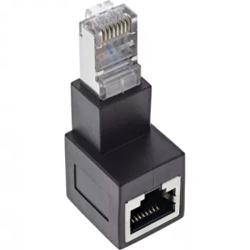 InLine pataisymo laido adapteris Cat.6A, RJ45 kištukas / lizdas, 90° kampu žemyn