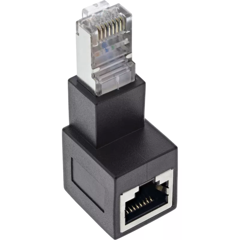 InLine pataisymo laido adapteris Cat.6A, RJ45 kištukas / lizdas, 90° kampu žemyn