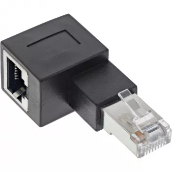 InLine pataisos laido adapteris Cat.6A, RJ45 kištukas / lizdas, kampuotas 90° į kairę