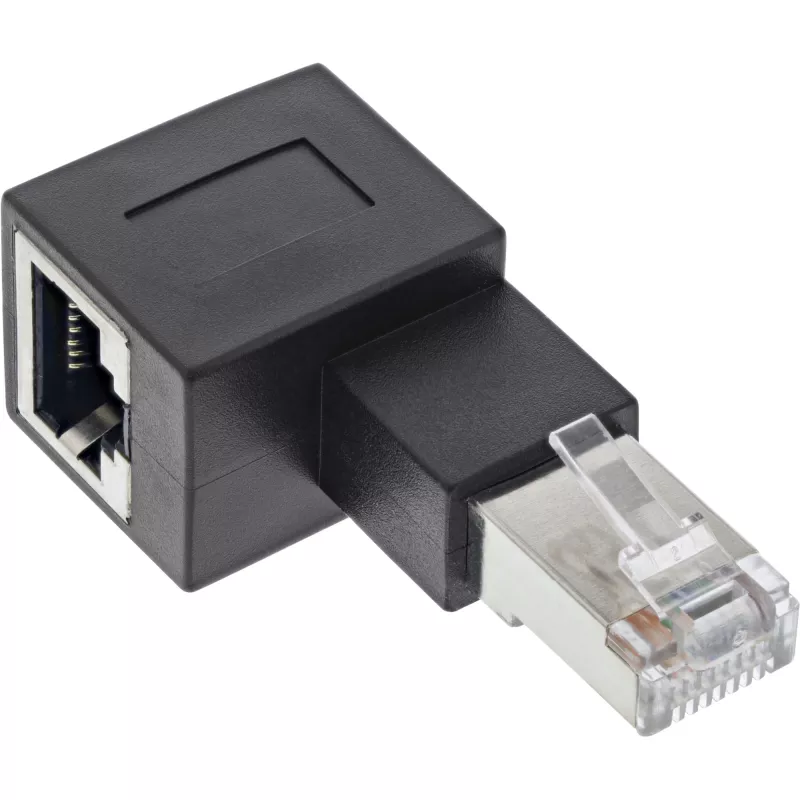 InLine pataisos laido adapteris Cat.6A, RJ45 kištukas / lizdas, kampuotas 90° į kairę