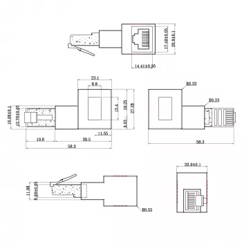 InLine pataisos laido adapteris Cat.6A, RJ45 kištukas / lizdas, kampuotas 90° į kairę