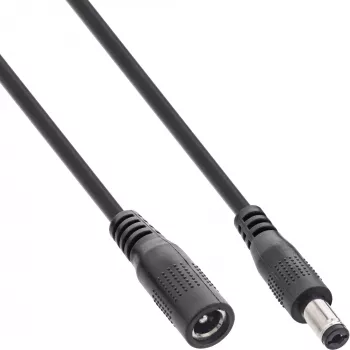 InLine nuolatinės srovės ilginimo laidas, nuolatinės srovės kištukas/kištukinis lizdas 5.5x2.1mm, juodas, 1m