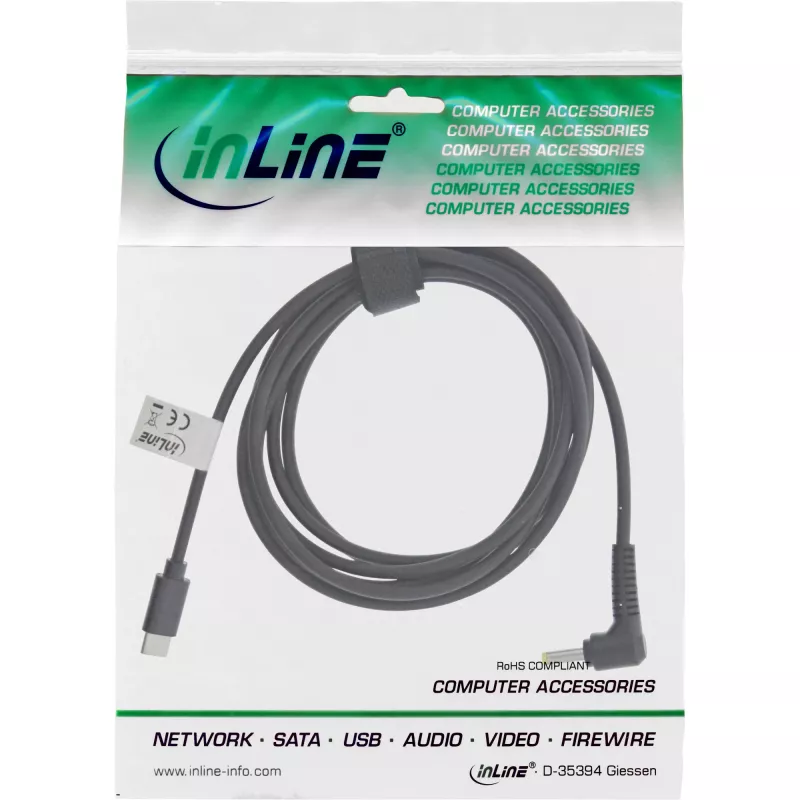 InLine USB-C į BenQ/ASUS nešiojamojo kompiuterio (apvalus/mažas) įkrovimo laidas, 2 m