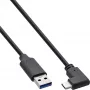 InLine USB 3.2 laidas, USB-C kištukas kampuotas į USB-A kištuką, juodas, 0,5 m