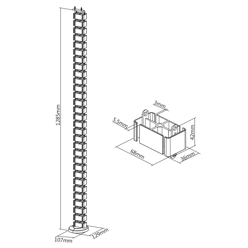 InLine Cable duct flexible for height-adjustable tables, 4 chambers, Juoda