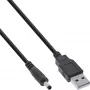 InLine USB nuolatinės srovės maitinimo adapterio laidas, USB A kištukas į DC kištuką 4,0 x 1,70 mm, juodas, 1 m