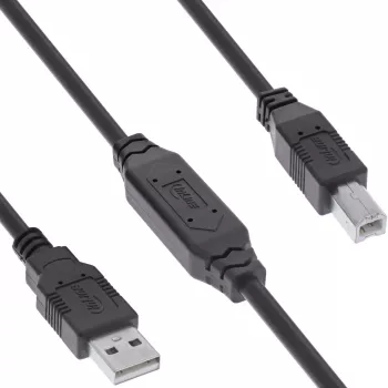 InLine USB 2.0 aktyvusis kabelis, USB-A kištukas į USB-B kištuką, 15 m, juodas