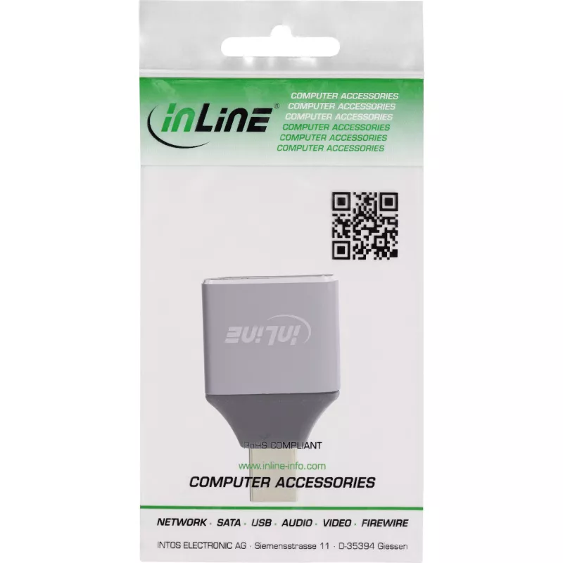 InLine 17291C laido lyties keitiklis DisplayPort Mini DisplayPort Pilka, Juoda