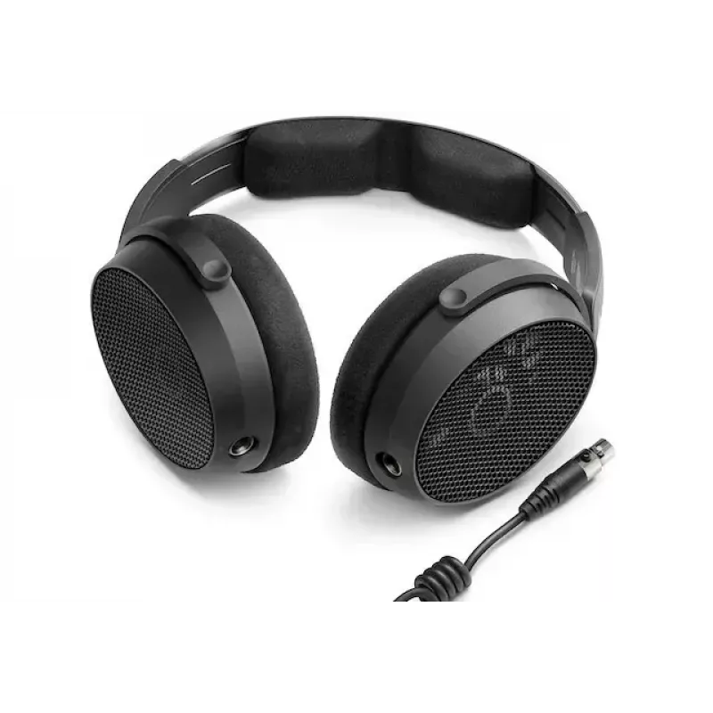 Ant ausies uždedamos laidinės studijinės ausinės „Sennheiser HD 490 PRO PLUS“ — atvira akustinė konstrukcija, 38 mm keitikliai, 130 Ω, 1,8 m kabelis, sulankstomos, juodos