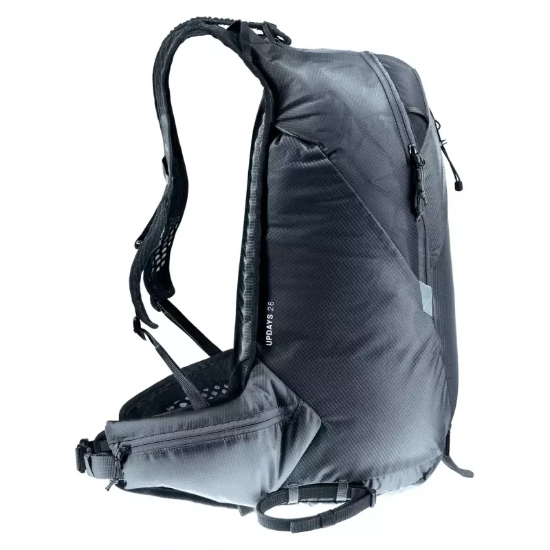 Sportinė kuprinė DEUTER Updays 26 — 26 L, juoda, poliamidas, 51×31×23 cm, be PFAS
