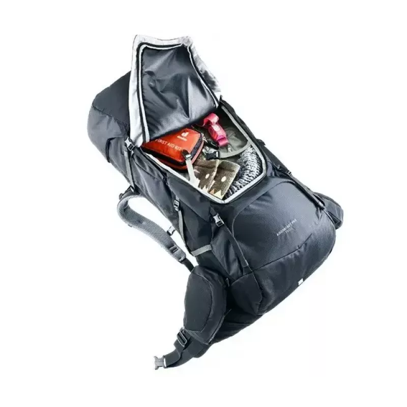 Kuprinė DEUTER Aircontact Pro 75+10 — 75+10 l talpa, juoda, patvari vandeniui atspari