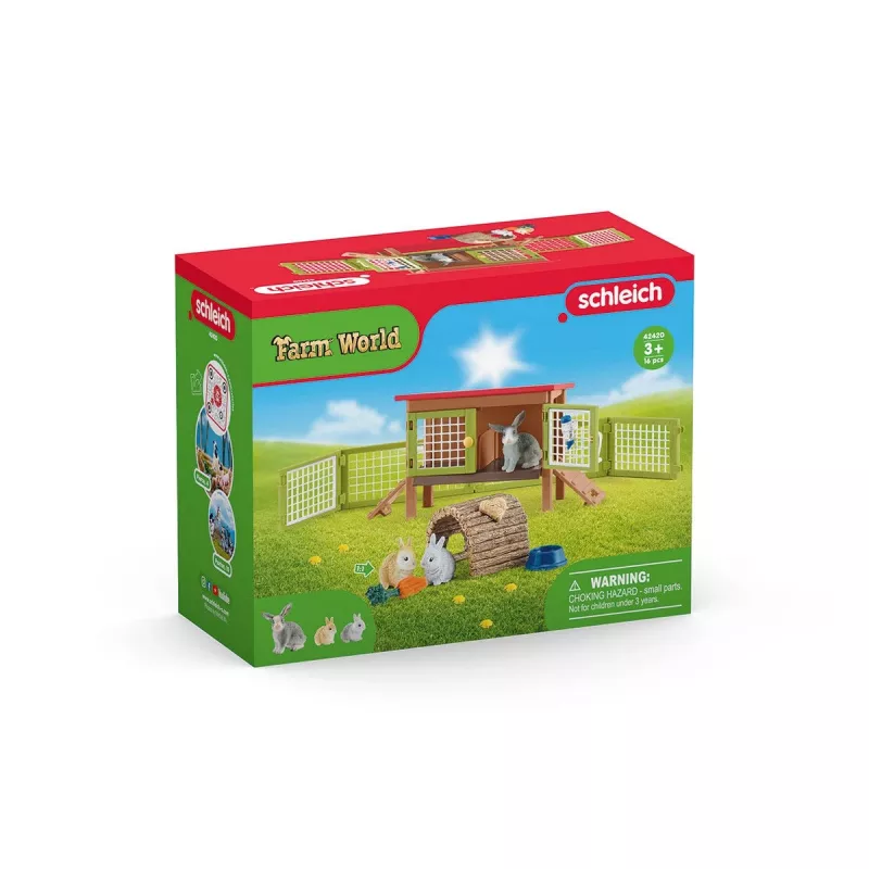 schleich FARM WORLD Triušių narvelis, Ūkis, Ūkio gyvūnai / ūkio žaislai, 3 m., Daugiaspalvis, Plastikas