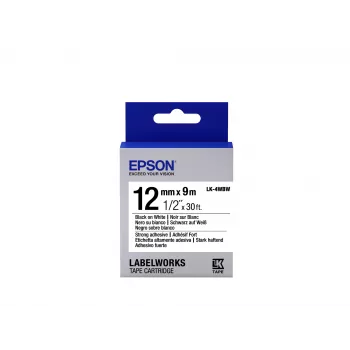 Epson Label Cartridge Strong Adhesive LK-4WBW juoda/baltas 12 mm (9 m)