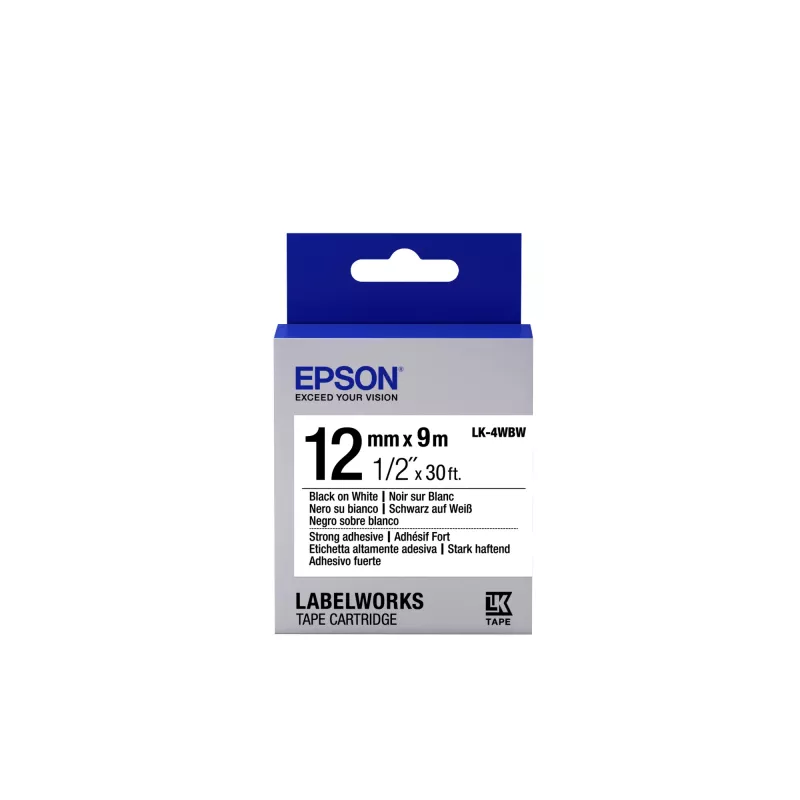 Epson Label Cartridge Strong Adhesive LK-4WBW juoda/baltas 12 mm (9 m)