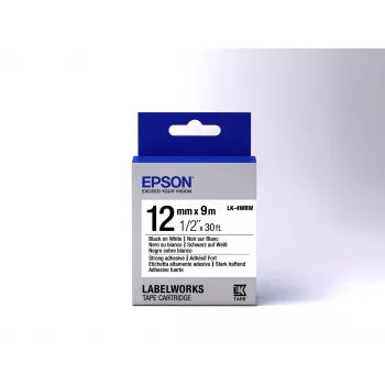 Epson Label Cartridge Strong Adhesive LK-4WBW juoda/baltas 12 mm (9 m)