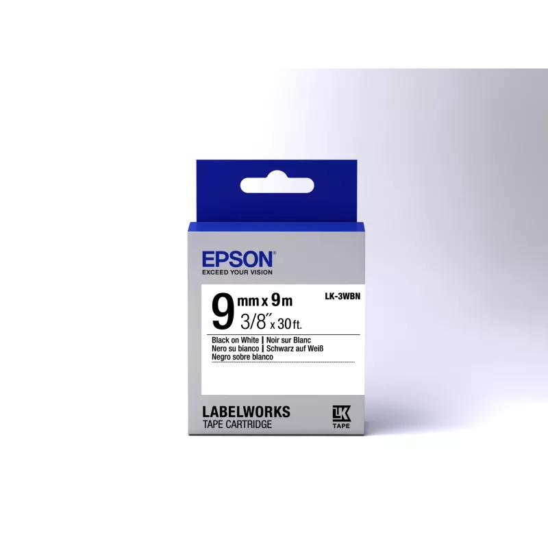 Epson etikečių kasetė standartinė LK-3WBN standartinė juoda/balta 9 mm (9 m)