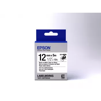 Epson etikečių kasetė, lyginama LK-4WBQ, juoda / balta, 12 mm (5 m)